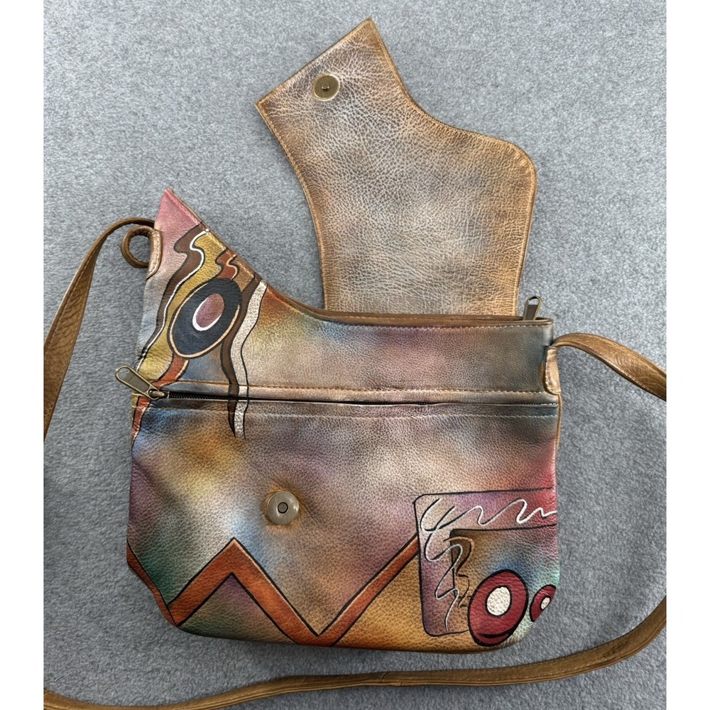 Anuschka Hand Painted Genuine Leather Abstract‎ Art Crossbody Shoulder Bag Purse - Picture 4 of 16
